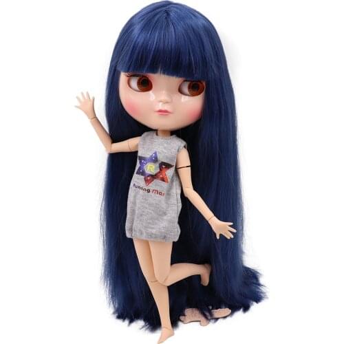 ICY nude doll small chest Joint azone body deep black straight hair with bangs No.280BL6221 30CM F&D free shipping