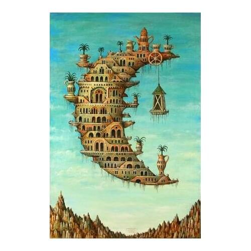 Lot style Choose Salvador Dali Living On The Moon Art print Silk poster Home Wall Decor