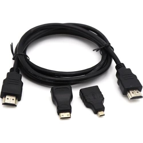Mini HDMI-compatible adapter Micro HD-MI connector 1.5m HD 1080P HDMI-compatible cable suitable for PS3 HDTV DVD XBOX PC Pro