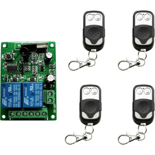 DC12V 24V 2 CH Channel 2CH Mini Wireless RF Remote Control Light Switch 10A Relay Output Radio Receiver Module +Transmitter