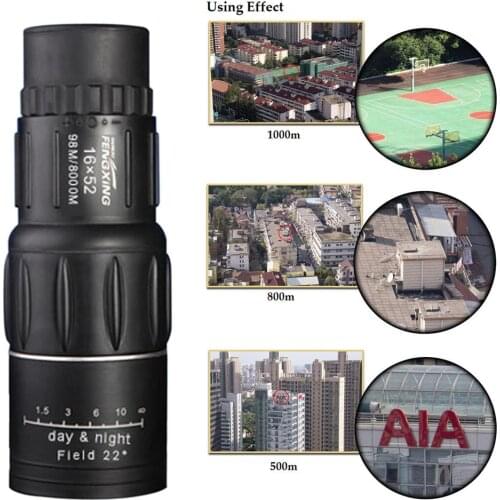 16X52 Dual Focus Monocular Telescope Adjustable Focus Length Ocular Lens According 16x Zoom Binoculars 66M/8000M HD Scope