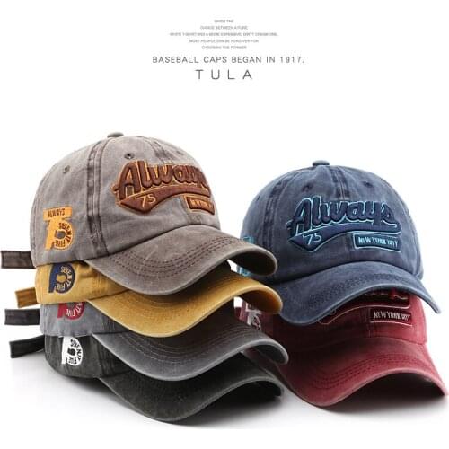 2021 New Cotton Letter Baseball Cap Retro Outdoor Sports Caps Women Bone Gorras Curved Fitted Washed Vintage Dad Hats for Men