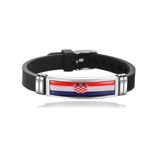New Croatia Flag Bangles Sporty Style Stainless Steel Silicone Croatia Country Flag Bracelets Jewellery