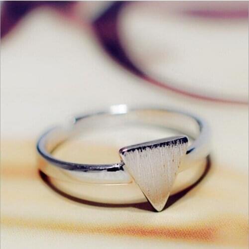 New Personality Temperament Beautiful 925 Sterling Silver Jewelry Fashion Simple Triangle Geometric Opening Rings SR119
