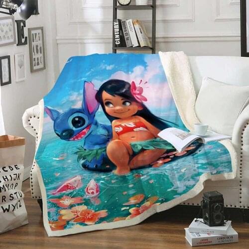 Disney 3D Printed Stitch Stitch Cartoon Cartoon Cute Pattern Blanket Warm Comfy Soft Sofa Bedding Children Adult Home Textiles