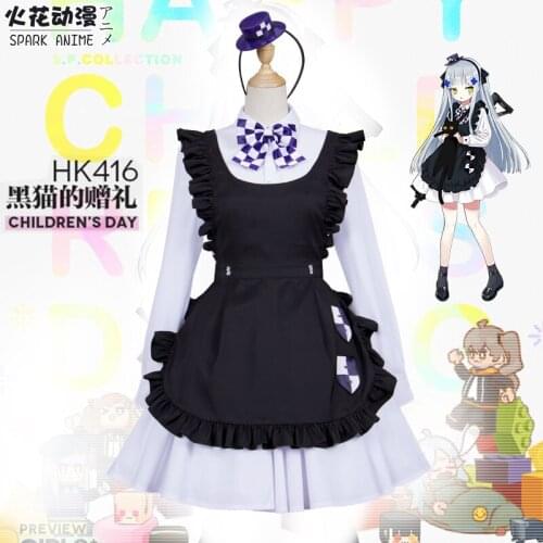 [Presell]Hot Game Girls Frontline HK416 Cosplay Costumes Black And White Maid outfit Lolita Dress Female Role Play Clothing