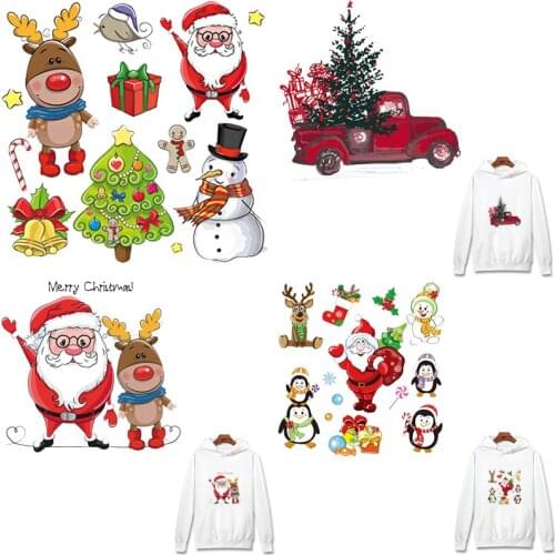 Prajna Christmas Patches Iron-on Transfers Vinyl Heat Christmas Tree Thermal Patches For Kid Clothing DIY Baby Clothes Appliques