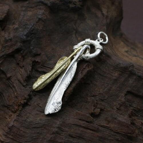 S925 Sterling Silver Jewelry Takahashi Goro Handmade Necklace Pendant Retro Thai Silver New Feather Pendant