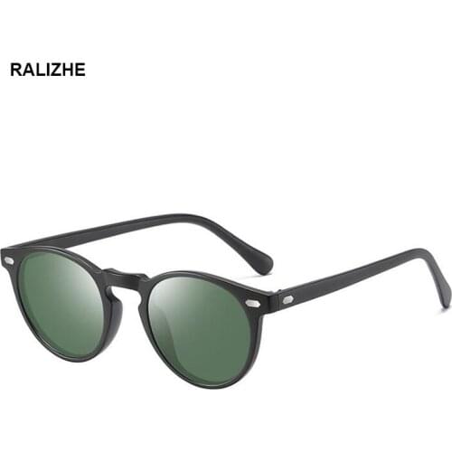 2019 New Brand Designer Round Polarized Sunglasses TR90 Matt Black Green Sun Glasses Night Vision Driving For Men Women UV400