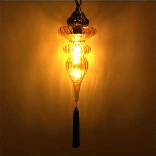Turkish Style Glass Pendant Lights Southeast Asia Retro Bedroom Cafe Restaurant Hotel Villa Art Deco Characteristic Pendant Lamp
