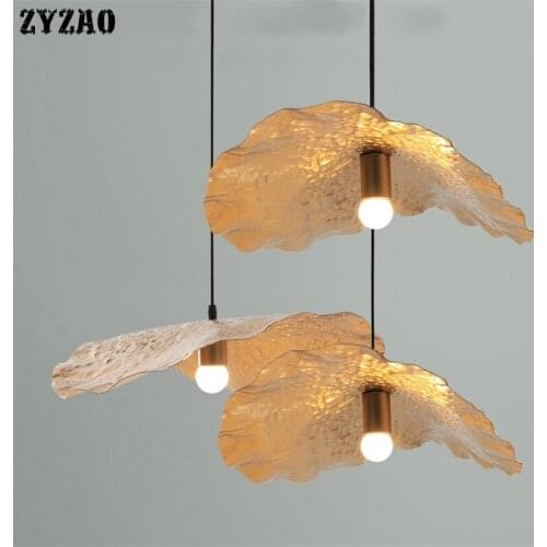 Nordic Lotus Leaf Led Pendant Lights Dining Room Restaurant Bar Metal Pendant Lamp Living Room Decor Suspension Light Fixtures
