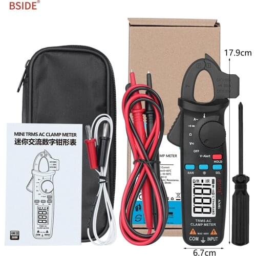 BSIDE ACM81 AC Clamp Meter 1mA True RMS Auto Range Mini Digital Multimeter V-Alert Current Test Diode Tester with Back Clip