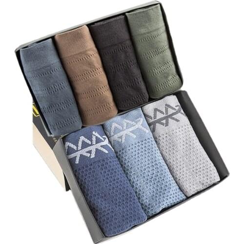 New 7Pcs Mens Panties Male Underwears Sexy Man Boxers Solid Underpants Perspiration and Breathable Bag Hip Boxer Men Underwear