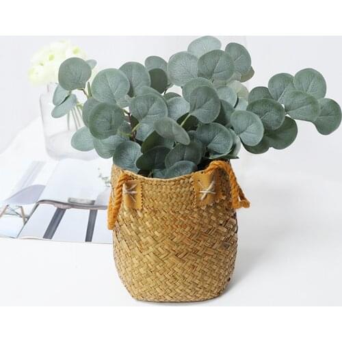 1Pc Green Eucalyptus Branch Artificial Hanging Vine Plant Leaves Home Decoration Garden Room Wall Decor Photo Prop Fake Plants