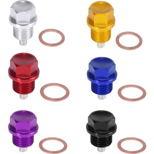 X Autohaux 1 Set M18 x 1.5 Magnetic Oil Drain Plug Sump Drain Nut Oil Drain Bolt Screw with Gasket Universal Multicolor