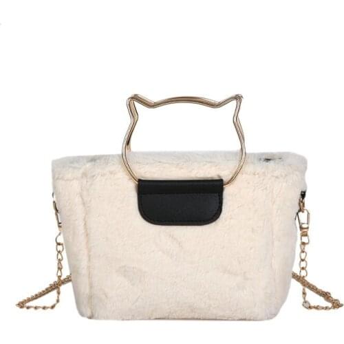 Faux fur women handbag fashion new womens Messenger bag metal shoulder strap high quality shoulder bags shopping bag discount
