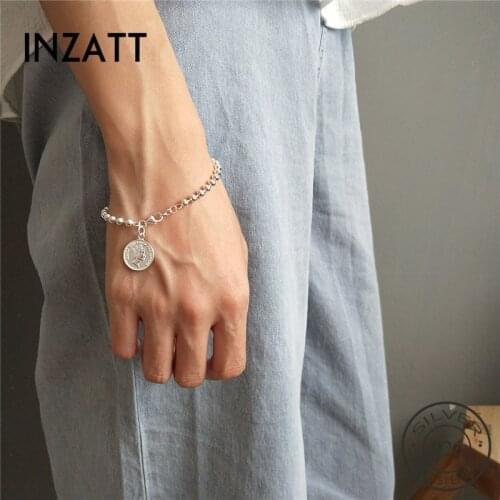 INZATT Vintage Real 925 Sterling Silver Beads Chain Empress New Pendant Bracelet 2018 Fashion Jewelry For Women Accessories