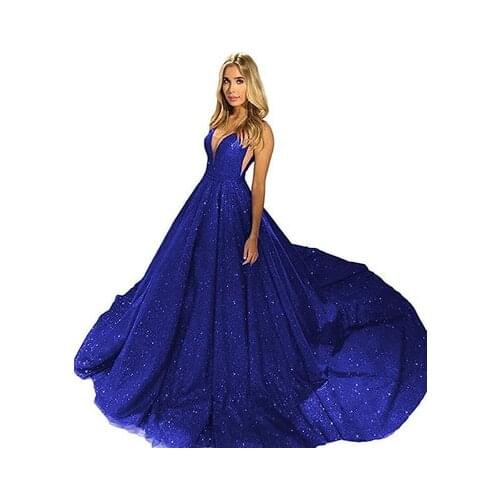 Summer New Style Sleeveless Deep V-neck Sling Fashion Sexy Elegant Backless Evening Dress Sequin Lady Dress