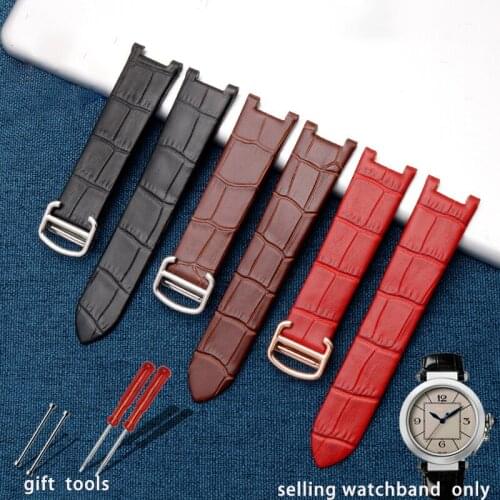 Notched cowhide watchband for P-a-sha series notched cowhide watch chain Womens watch strap 20x12mm is thin and soft strap