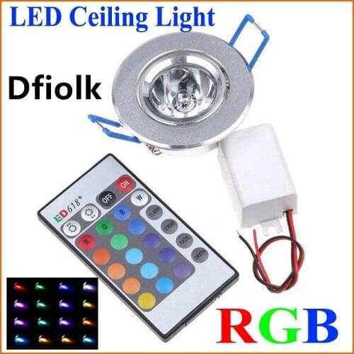 1pcs LED Light Bulbs Lamp 3W RGB 16 Colors Spot Light AC85-265V + IR Remote Control RGB LED Ceiling Downlight