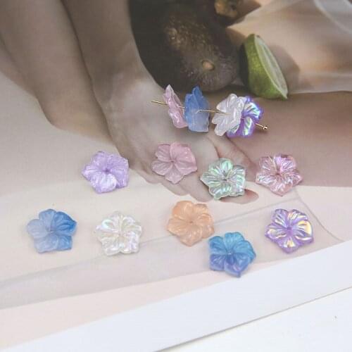 10pcs Korean fresh Plant Cute Flower Earrings for Women Girls Shell Resin romantic Hairpin Hair Accessories Diy Jewelry Making