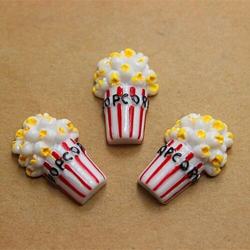 10pcs Kawaii New Simulation Food Resin Popcorn Cup Miniature Art Flatback Cabochon Decoration Charm Craft,17*28mm
