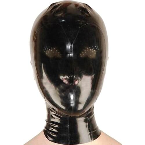 2021 new design sexy lingerie handmade latex woman man unisex black full face mask hoods with fly eys holes back zip cekc Fetish