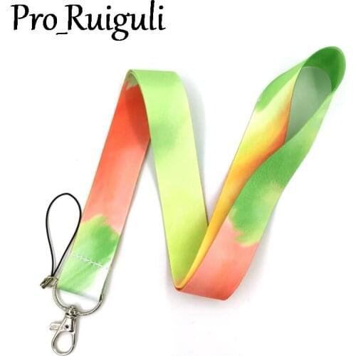 30pcs Colorful Color Contrast Lanyard Key Phone Holder Funny Neck Strap With Keyring ID Card DIY Animal webbings ribbons Hang