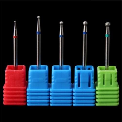 5 Size Ball Diamond Nail Drill Bit Rotary Burr Cuticle Clean Electric Bits Manicure Drill Nail Mills 100pcs