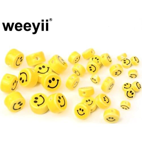 8/10/12/16mm Ceramics Smile Face Double Faced Beads For Jewelry Making Bracelets Necklaces Accessory