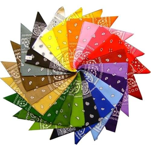 55cm*55cm Outdoor Bandana Square Scarf Black Red Paisley Headband Printed For Women/Men/Boys/Girls