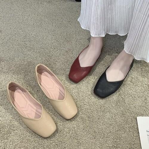 Big Size 35-42 Woman Boat Shoes Sqaure Toe Slip on Flat Shoes Female Flats Comfortable Grandmother Shoe zapatos mujer 8926L