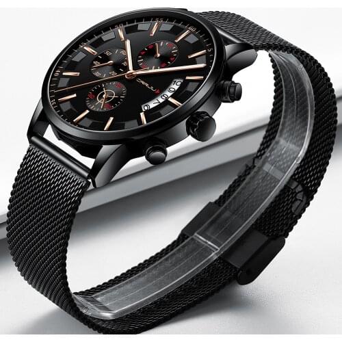 2019 relogio masculino CRRJU watches Men Fashion Sport Stainless Steel Band Watch Luxury Quartz Business Wristwatch reloj hombre