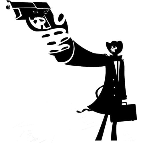 15.4cm*16cm Killer Death Mafia Assassin With Gun Motorcycle SUVs Bumper Laptop Decor Stickers Car Styling