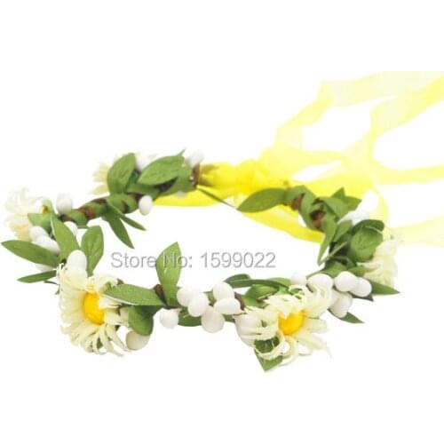 Rustic Wedding Bridal Ivory Wrist Corsage Bridesmaid Hand Flowers Daisy Bracelet Bohemian Bangles Girls Dance Party Accessories