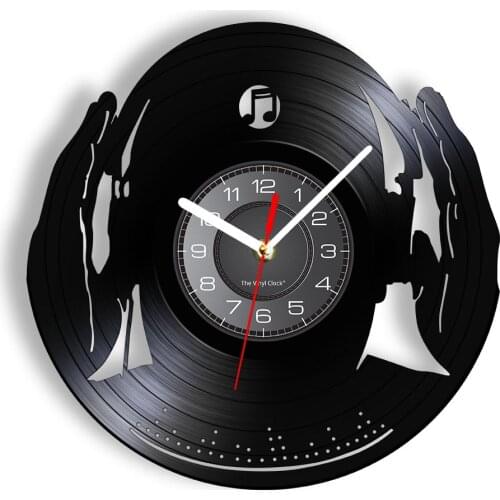 Dj Headphone Vinyl Gramophone Record Wall Clock Bedroom Modern Design Home Decor Wall Watch Vintage Retro Music Inspired Gift