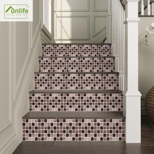 Funlife® DIY Brown Mosaic Stair Stickers Bathroom Home Decor Ground Stickers Waterproof Stairway Floor Stickers for Living Room
