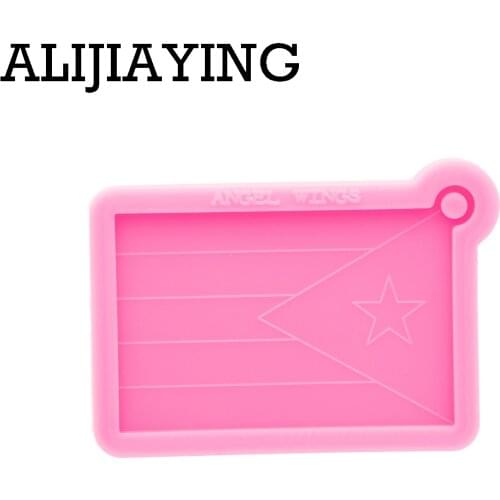 DY0777 Glossy Puerto Rico Canada Many countries Flag Resin Mold, DIY Resin Silicone Keychain Mold To Make Crafts with Epoxy