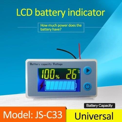 JS-C33 10-100V Universal LCD Car Acid Lead Lithium Battery Capacity Indicator Digital Voltmeter Voltage Tester Monitor