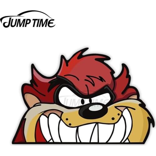 JumpTime 13 x 8.9cm For Tasmanian Devil Peek Peeking Peekers Window Vinyl Car Bumper Anime Cartoon Stickers VAN RV Decoration