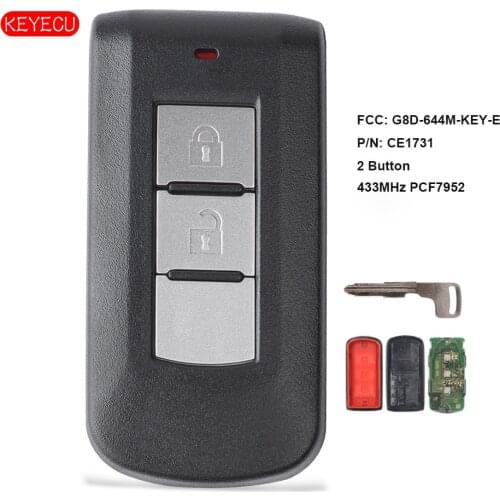 Keyecu Smart Remote Key Fob 2 Button 433Mhz PCF7952 ID46 for Mitsubishi Lancer Outlander ASX FCC: G8D-644M-KEY-E