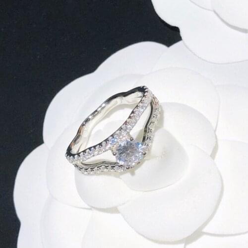 Popular Brands Pure 925 Sterling Silver Womens Jewelry Top Quality Ring Silver Wedding Flower Ring Engagement Flower Ring