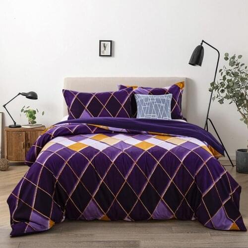 Geometric Bedding set purple Duvet Cover Pillowcase Twin queen king size Bedclothes Bed linen 3pcs home textiles