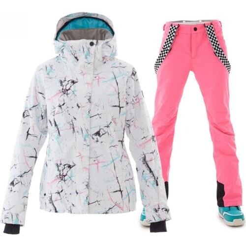 Lets Go Skiing Womens Ski Suit Winter Warm Snowboard Jackets and Pants Set Windproof Waterproof Outdoor Sports Snowsuit