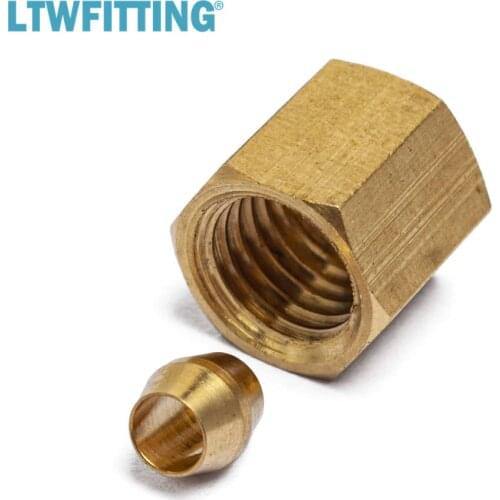 LTWFITTING 1/8" Brass Compression Sleeves Ferrule with 1/8" Compression Nut, BRASS COMPRESSION FITTING