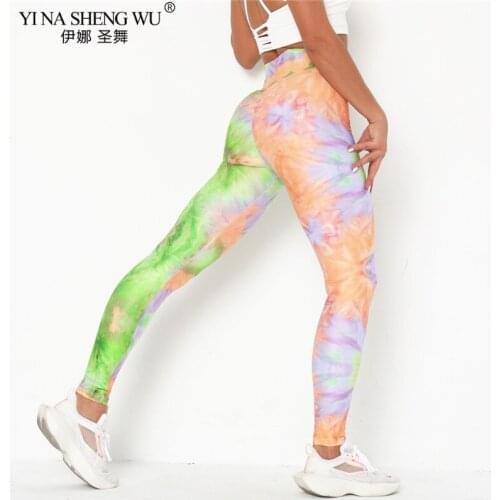 Fitness Yoga Leggings Sports Leggings Pants Print High Waist Hips Push Up Running Yoga Pants Women Gradient Printing Leggings