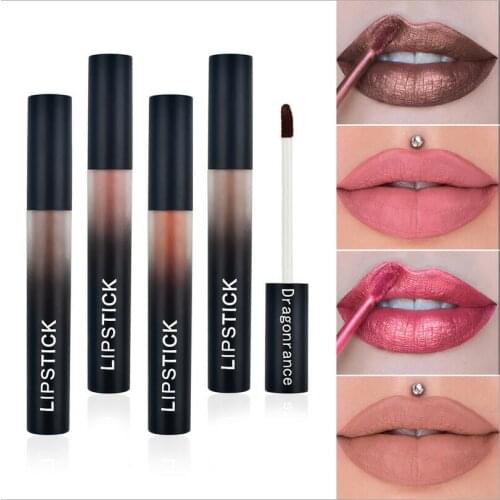 12 Colors Matte Liquid Lipstick Waterproof Long-lasting Red Purple Lip Gloss Makeup Stick Nude Beauty Lip Tint Cosmetics T0759
