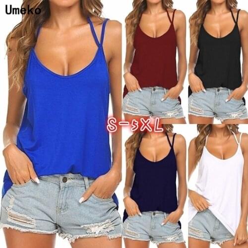 Umeko Tank top Women Summer Casual Camisoles Womens Tops T-shirt Spaghetti Strap Loose Vest Female Camis Fashion Casual Tops