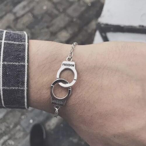 Metal Handcuff Bracelet For Women Men Femme Couple Handcuffs Bracelets Freedom Bracelets Lover Gift Link Chain Jewelry Bijoux