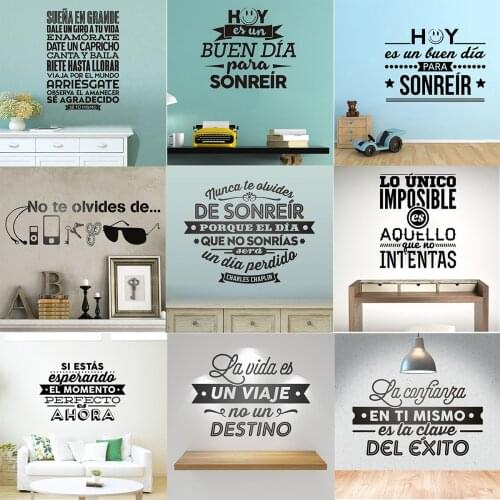 Spanish Motivational Quote Phrase Wall Saying Sticker Art Wall Decor Words Decals Living Room Removable Home Decor Poster